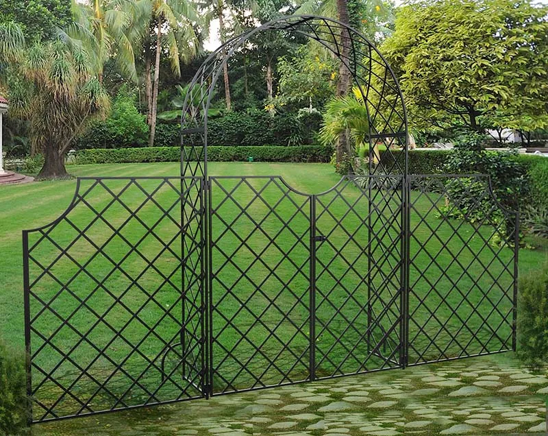 classic-garden-elements-bagatelle-rosenbogen-mit-tor-und-zaun-schwarz image 1