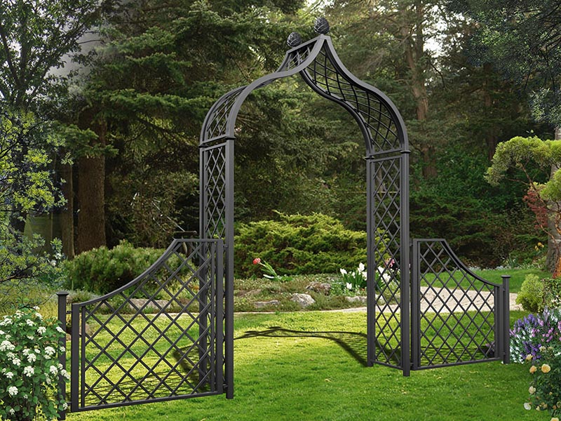 classic-garden-elements-brighton-rosenbogen-metall-mit-zaun-schwarz image 1