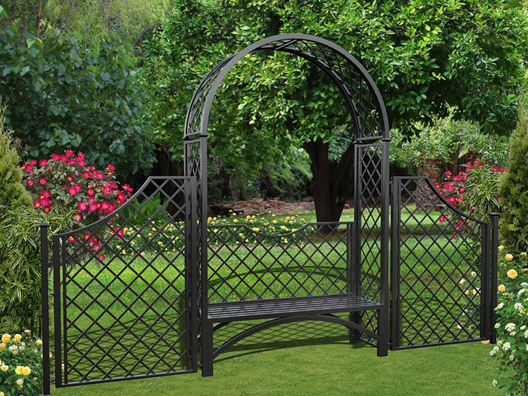 classic-garden-elements-portofino-rosenbogen-mit-bank-und-zaun-150-cm image 1