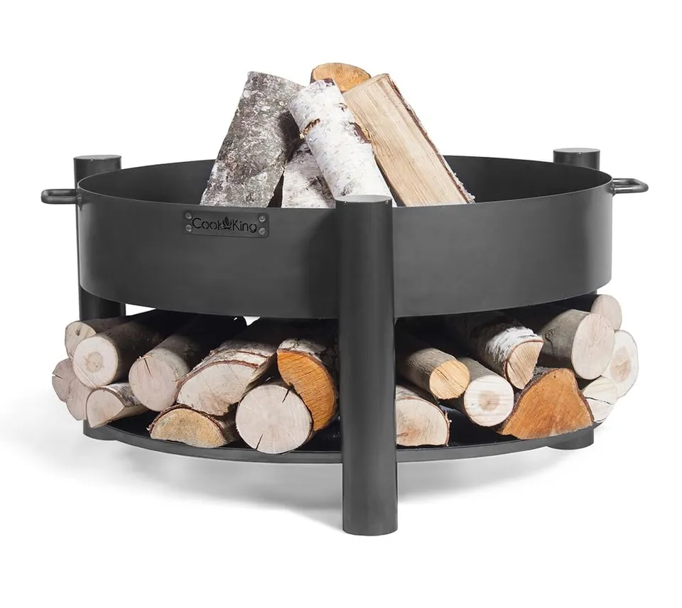 cookking-montana-feuerschale-88-cm-schwarz-mit-holzlager image 1