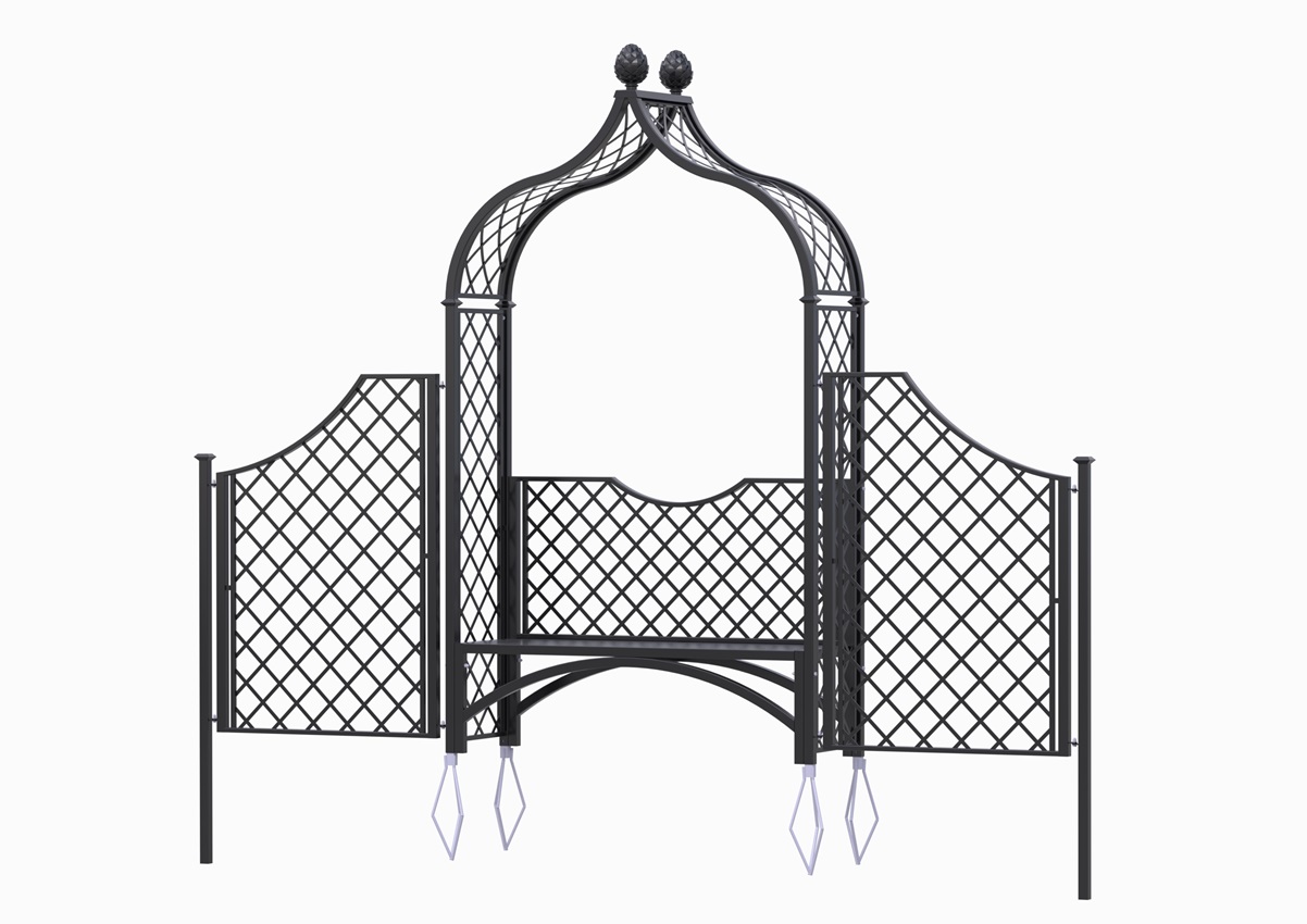 classic-garden-elements-brighton-rosenbogen-mit-bank-zaun-150-cm-schwarz image 2