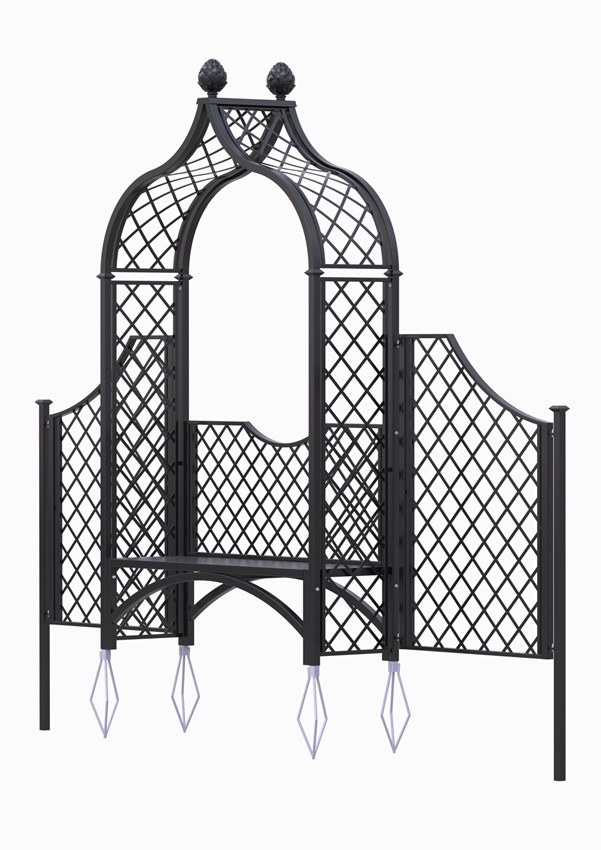 classic-garden-elements-brighton-rosenbogen-mit-bank-zaun-150-cm-schwarz image 5