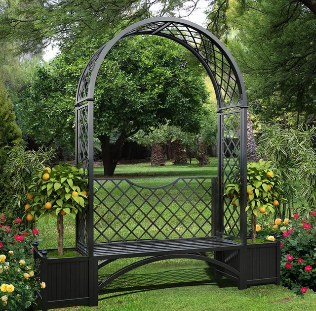 classic-garden-elements-portofino-rosenbogen-mit-bank-k-bel-freistehend image 1