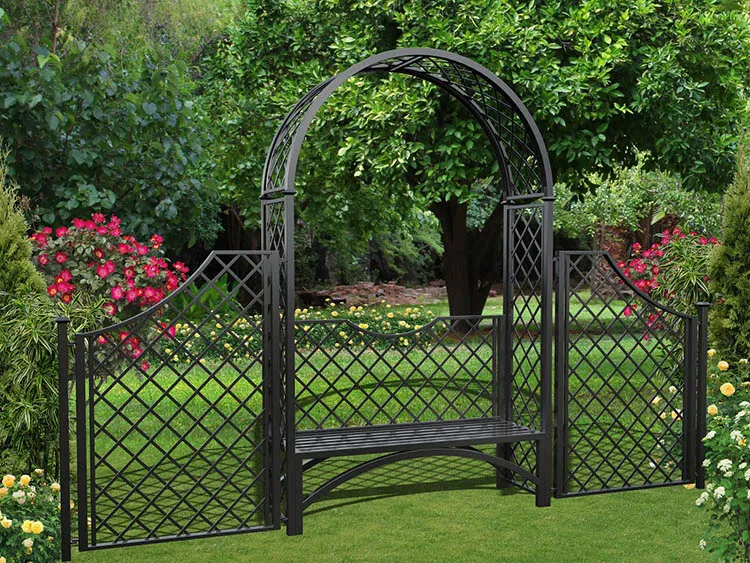 classic-garden-elements-portofino-rosenbogen-mit-bank-und-zaun-150-cm image 1