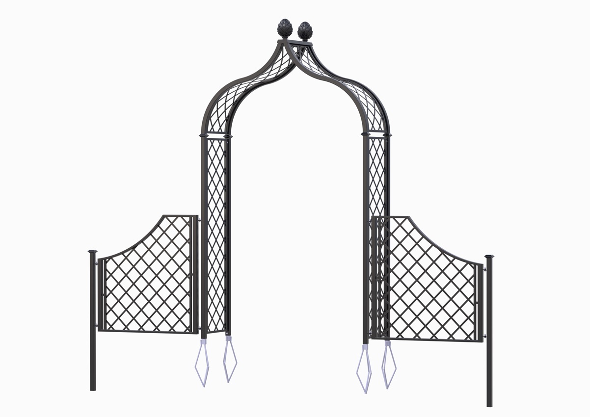 classic-garden-elements-brighton-rosenbogen-metall-mit-zaun-schwarz image 3