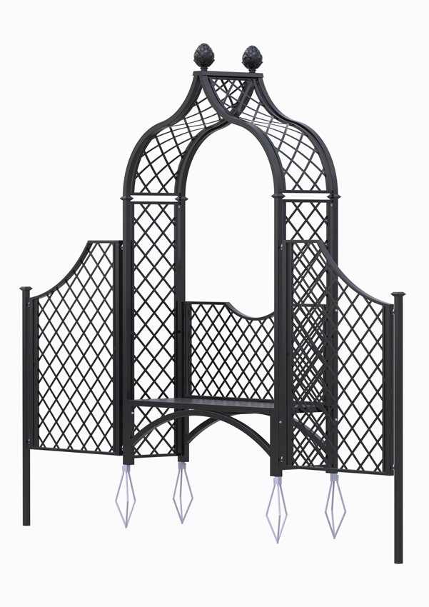 classic-garden-elements-brighton-rosenbogen-mit-bank-zaun-150-cm-schwarz image 4