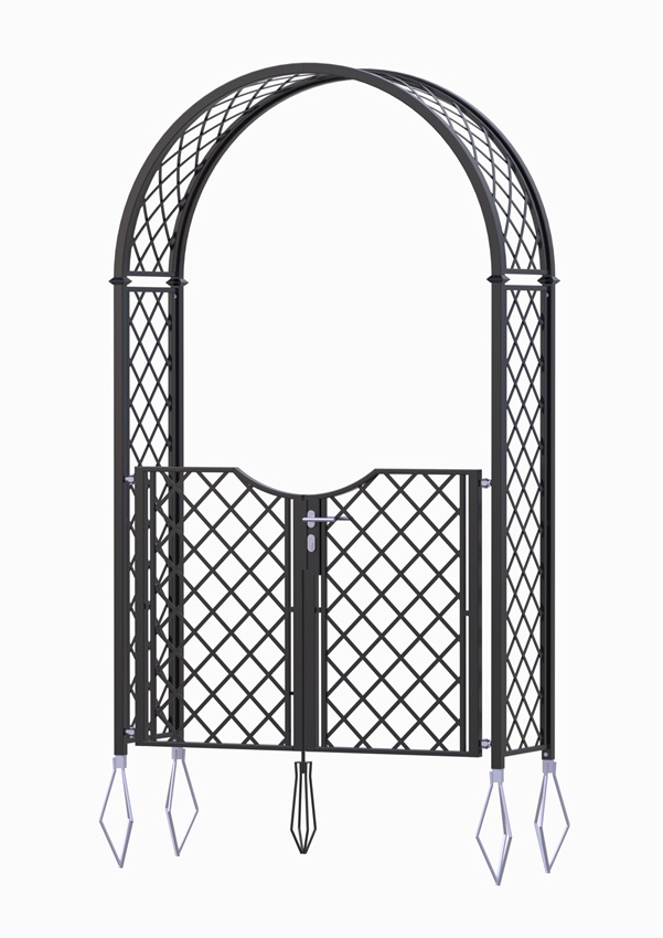 classic-garden-elements-portofino-rosenbogen-mit-gartent-r-schwarz image 2