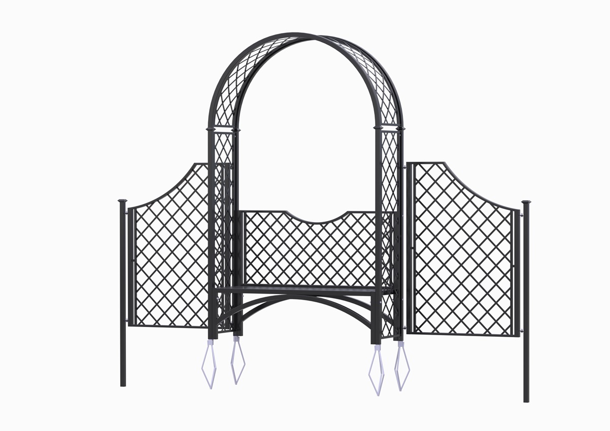 classic-garden-elements-portofino-rosenbogen-mit-bank-und-zaun-150-cm image 2