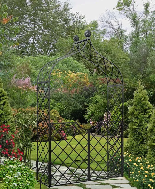 classic-garden-elements-kiftsgate-rosenbogen-mit-gartent-re-schwarz image 1