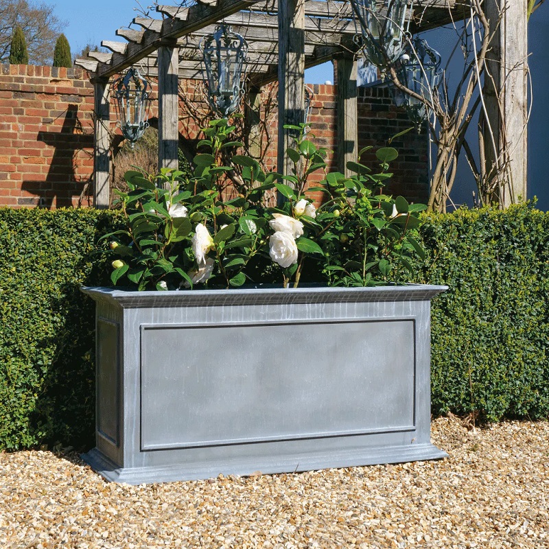 classic-garden-elements-englischer-pflanzk-bel-metall-grau-zink-patina image 2