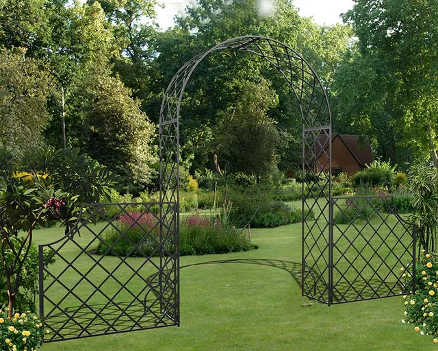 classic-garden-elements-rosenbogen-bagatelle-metall-mit-zaun image 1