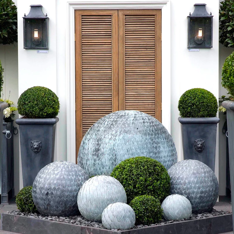 classic-garden-elements-laub-kugel-zink-deko-50-cm-verwittert image 4