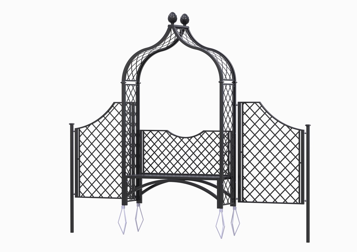 classic-garden-elements-brighton-rosenbogen-mit-bank-zaun-150-cm-schwarz image 3