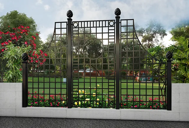 classic-garden-elements-knebworth-grand-set-zaun-schwarz-feuerverzinkt image 1
