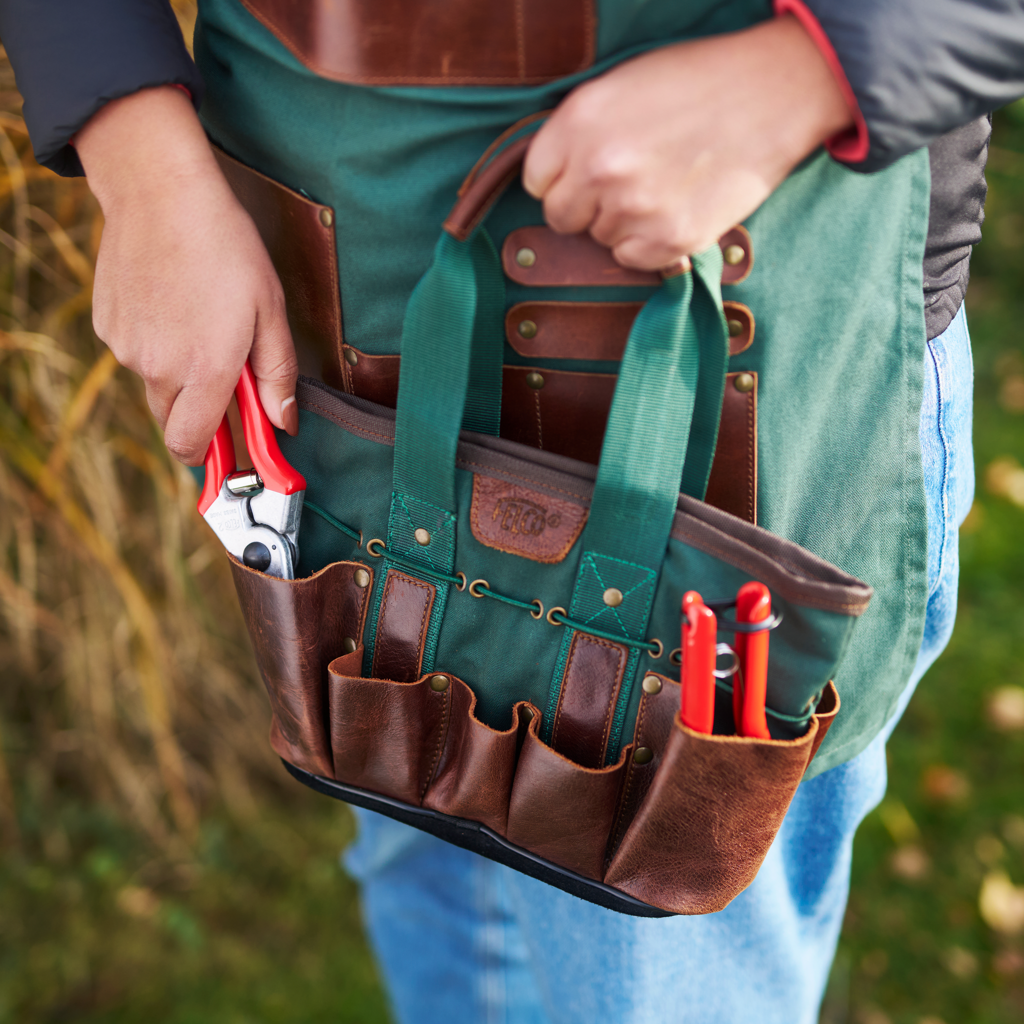 felco-481-werkzeugtasche-canvas-leder-gr-n-wasserabweisend image 3