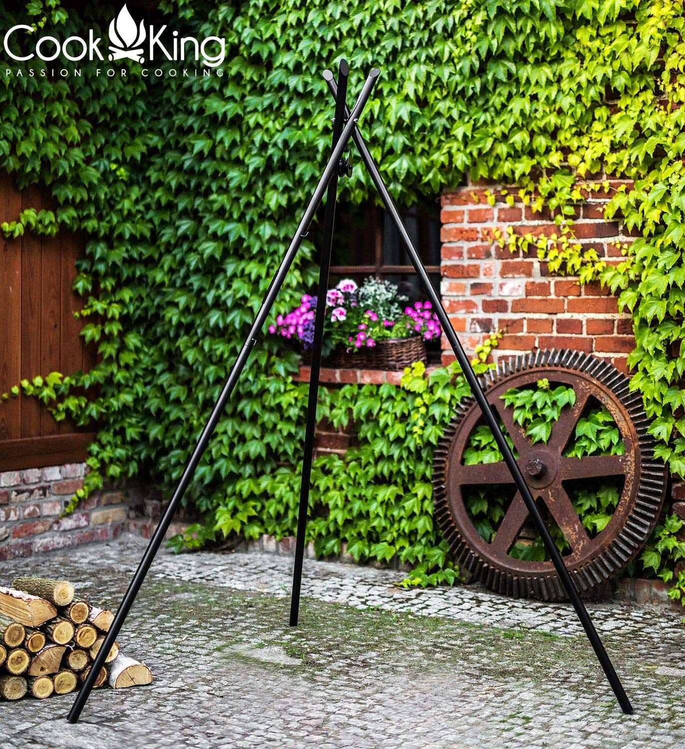 cookking-tipi-schwenkgrill-210-cm-edelstahl-doppelrost-70-40-cm image 4