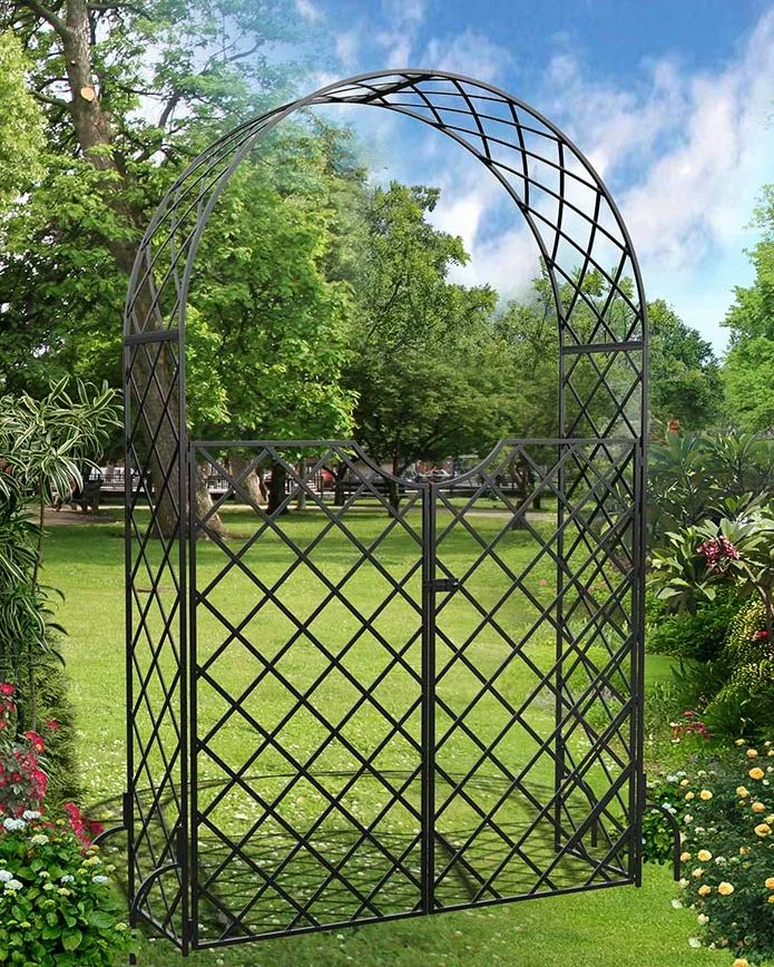 classic-garden-elements-bagatelle-rosenbogen-mit-tor-metall image 1