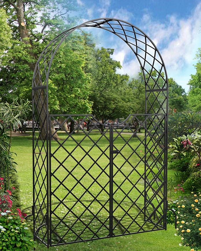 classic-garden-elements-bagatelle-rosenbogen-mit-tor-metall image 1