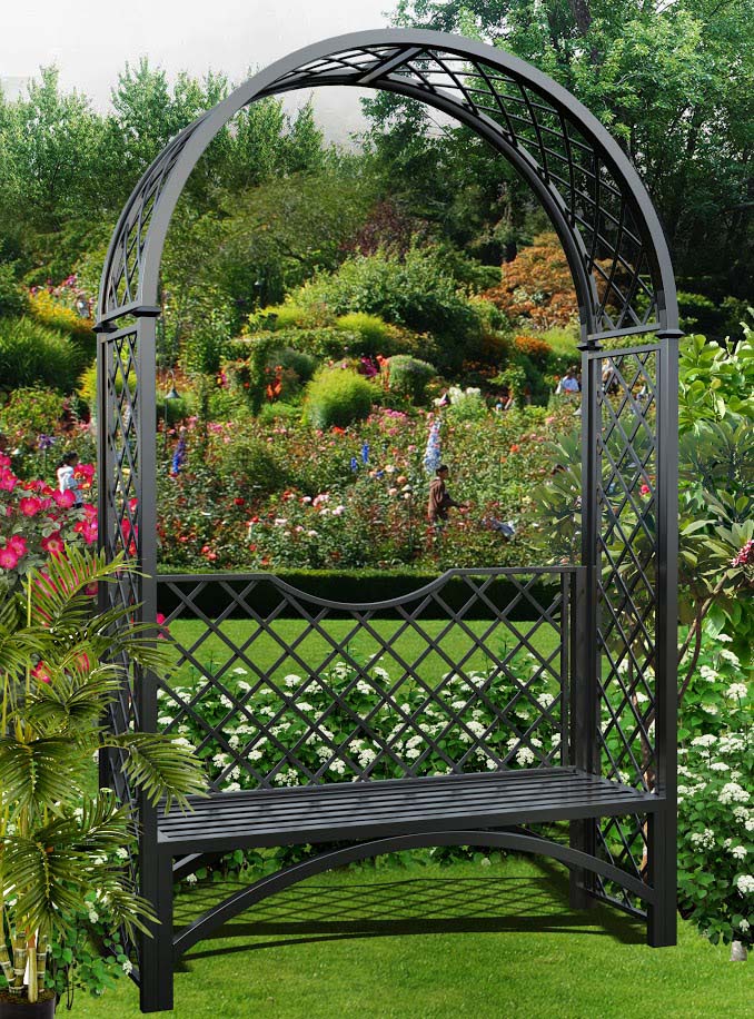 classic-garden-elements-portofino-rosenbogen-mit-bank-eisen image 1