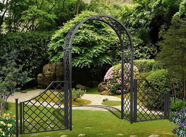 classic-garden-elements-portofino-rosenbogen-mit-zaun-schwarz image 1