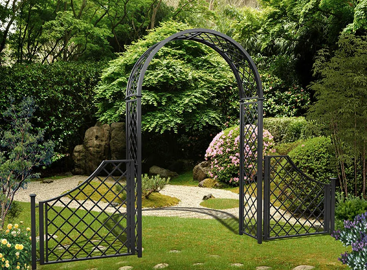 classic-garden-elements-portofino-rosenbogen-mit-zaun-schwarz image 1